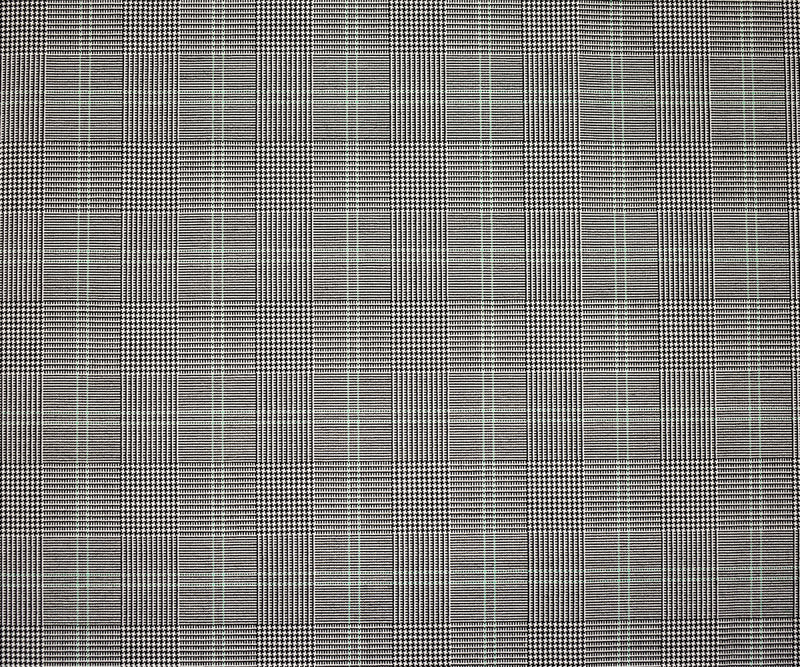 Black-Gray-Green Wool-Polyester Glen Plaid Woven Shirting Fabric