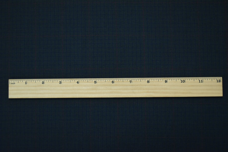 Gray-Blue-Red Wool-Poly Plaid Check Woven Shirting Fabric