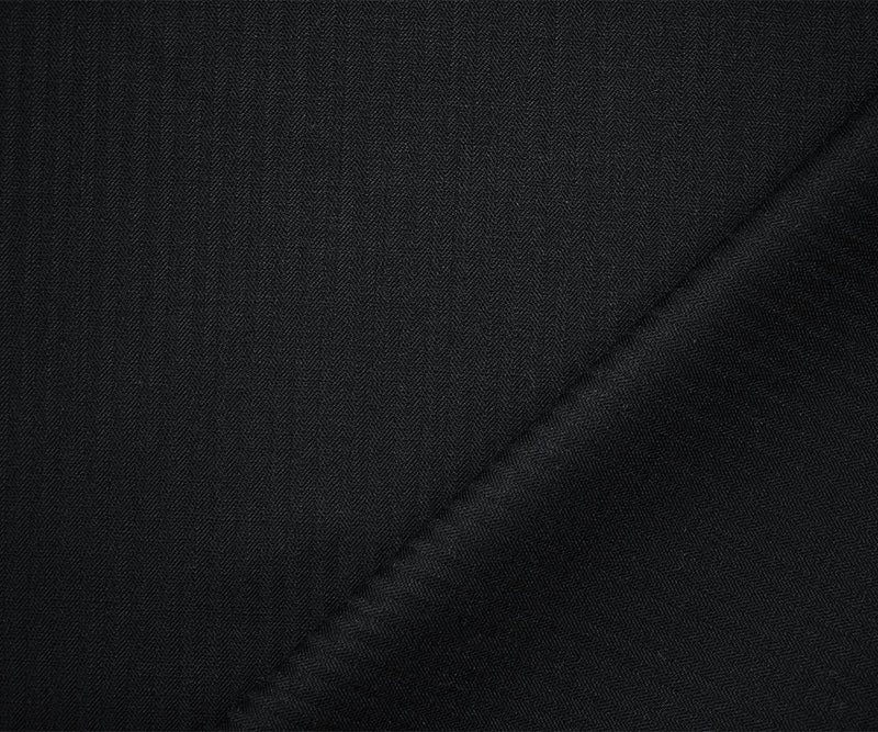 Black Wool Japanese Vertical Stripe Herringbone Woven Fabric