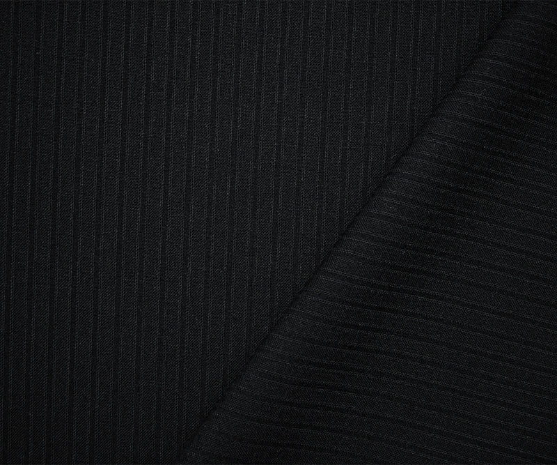 Black Tropical Wool-Poly Semi-Sheer Vertical Stripe Woven Shirting Fabric