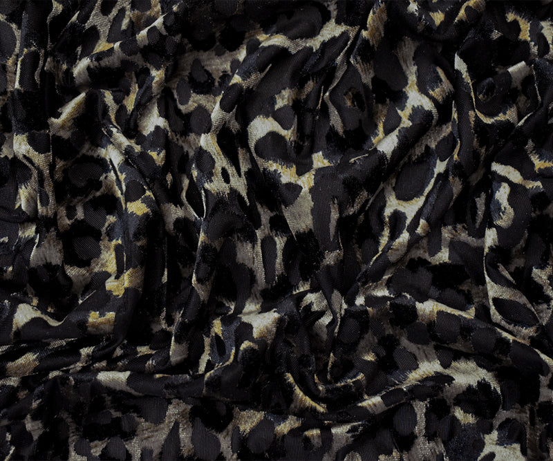 Brown Poly Blend Famous Designer Cheetah Burnout Velvet Knit Fabric