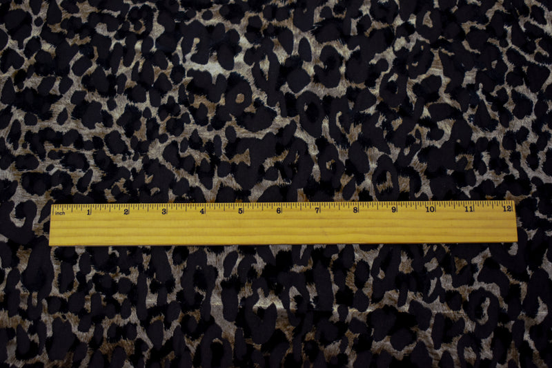 Brown Poly Blend Famous Designer Cheetah Burnout Velvet Knit Fabric