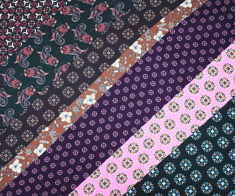 Pink-Multi Designer Pattern Diagonal Print Georgette Fabric