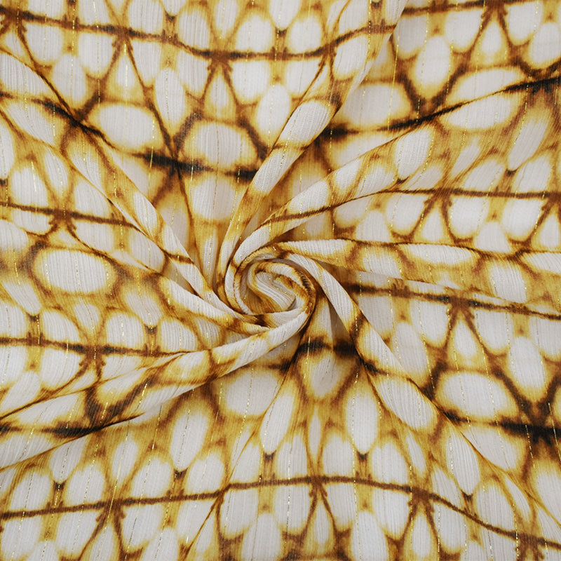 Brown-Multi Famous Designer Prism Crinkled Georgette Fabric