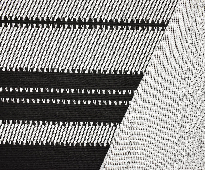 Black-White Polyester Aztec Horizontal Stripe Double Knit Fabric