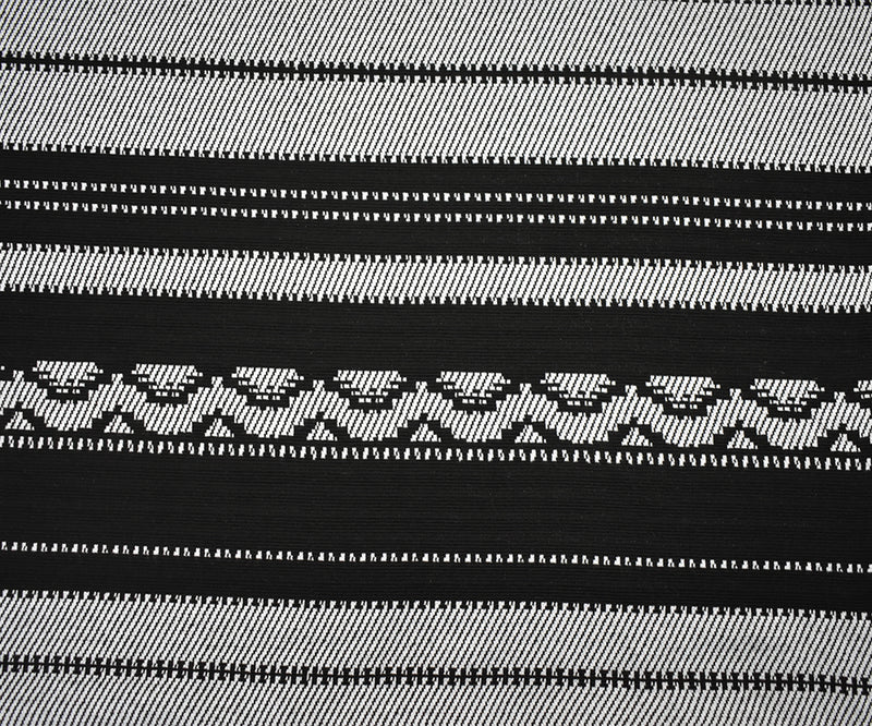 Black-White Polyester Aztec Horizontal Stripe Double Knit Fabric