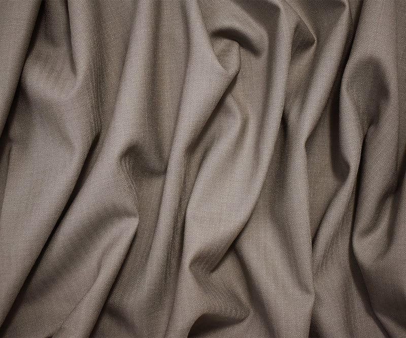 Taupe Brown Poly-Wool Japanese Herringbone Shirting Woven Fabric
