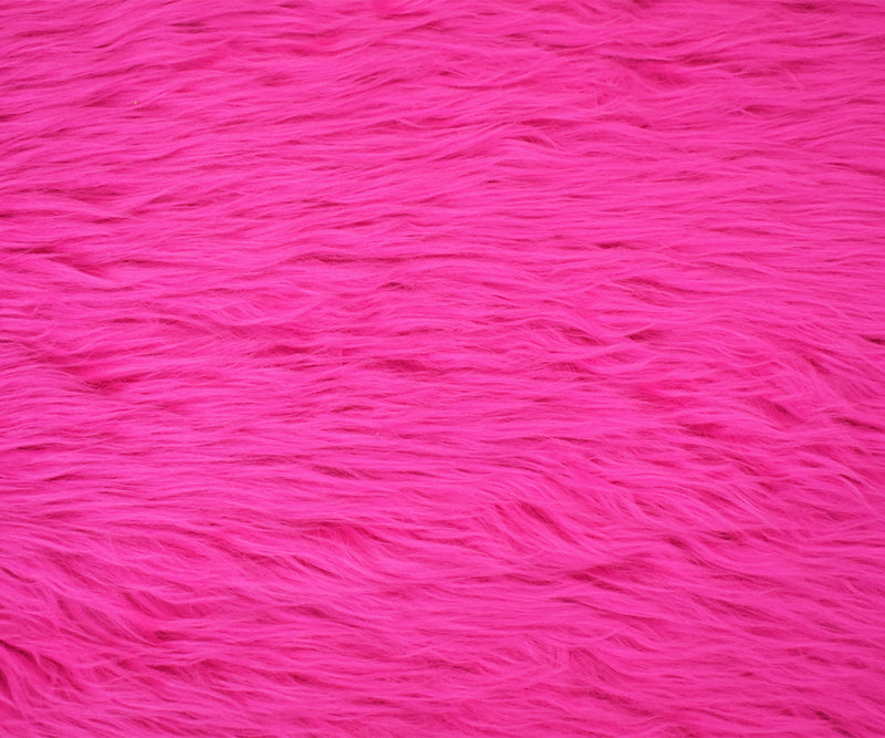 Hot Pink Acrylic Polyester High Pile Shaggy Faux Fur Knit Fabric