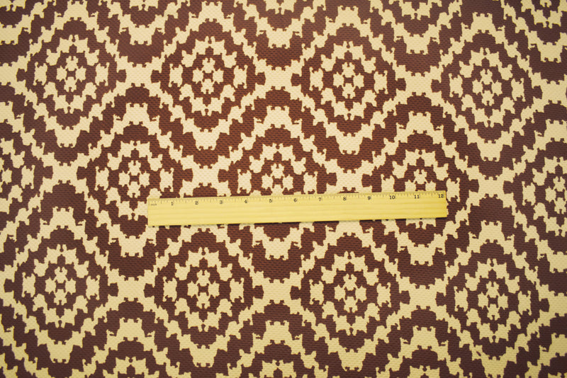 Brown-Beige Poly Abstract Diamond Print Stretch Spandex Bullet Knit Fabric