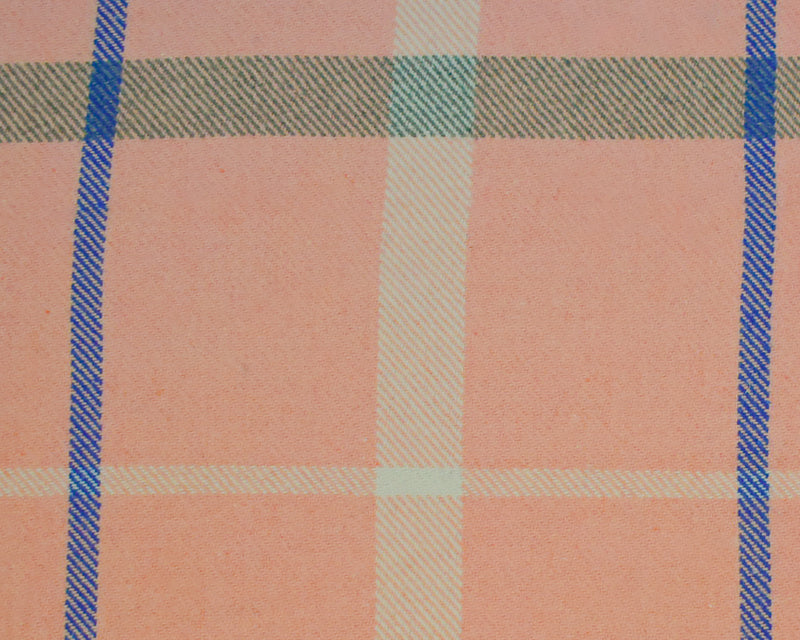 Pink-Multi Polyester-Wool Single Sided Brushed Plaid Twill Jacketing Fabric
