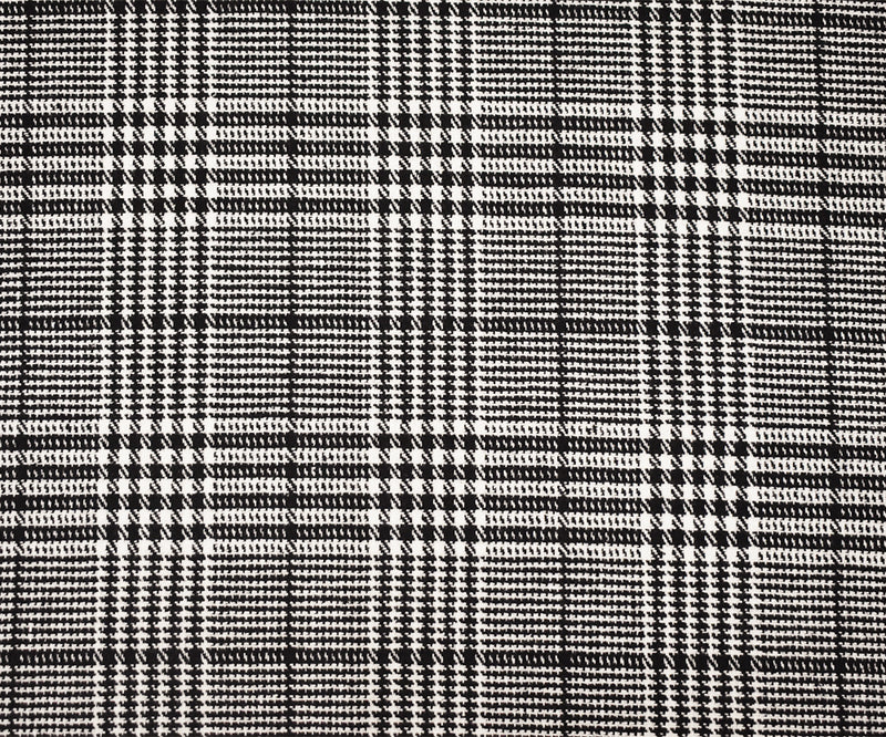 Black-White Melton Poly-Wool Glen Plaid Woven Jacketing Fabric