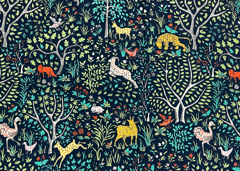 Navy-Multi Robert Allen Cotton Folkland Admiral Print Canvas Decorating Fabric
