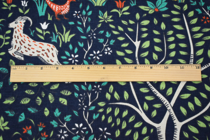 Navy-Multi Robert Allen Cotton Folkland Admiral Print Canvas Decorating Fabric