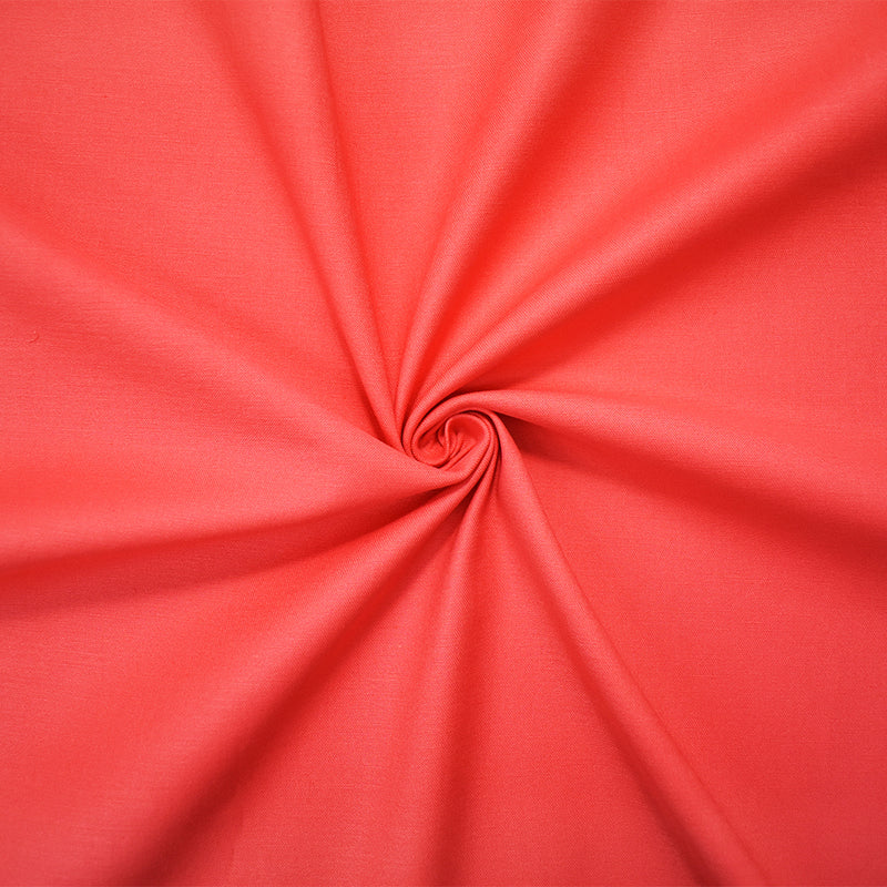 Coral Red Cotton Solid Sateen Woven Fabric
