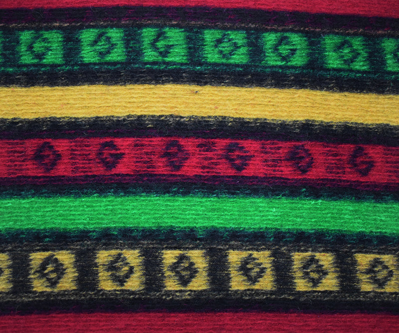 Red-Green-Multi Italian Boiled Wool-Poly Aztec Stripe Knit Coating Fabric