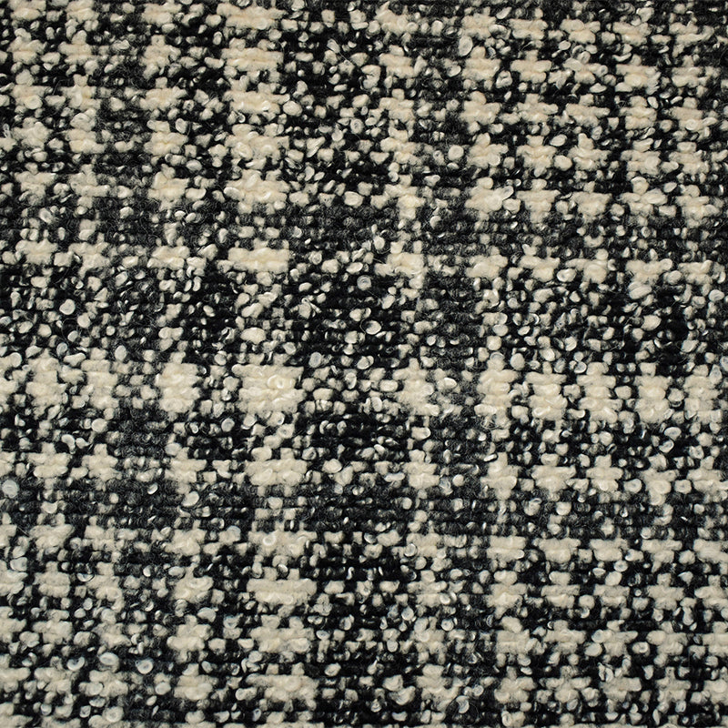 Black-Multi Boiled Italian Wool-Poly Abstract Plaid Boucle Knit Coating Fabric