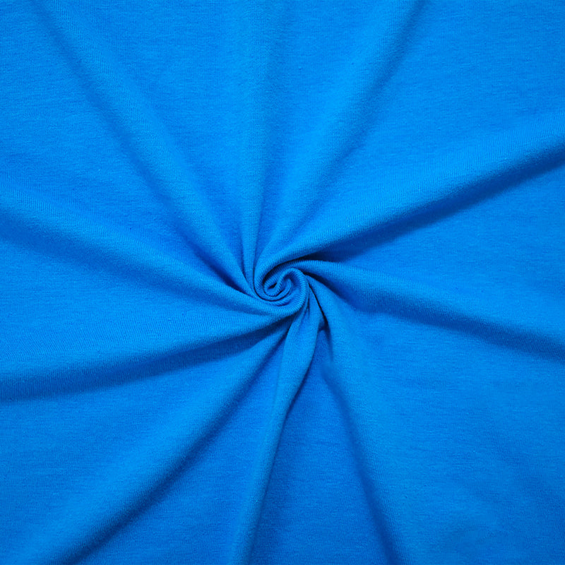 Turquoise Blue Solid Cotton Spandex Knit Fabric - 10 oz - Reorderable