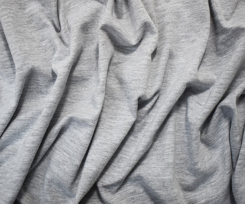 Heather Gray Solid Cotton-Poly Spandex Knit Fabric - 10 oz - Reorderable