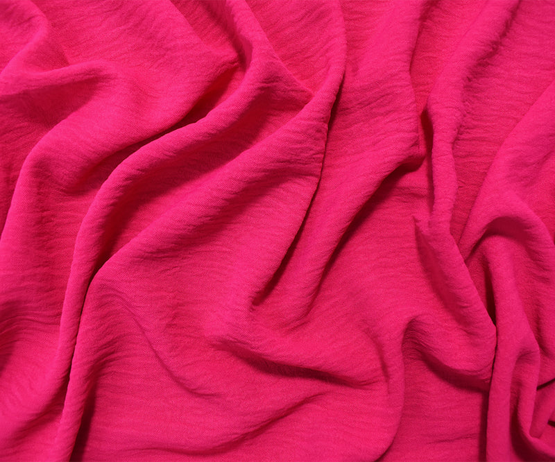 Hot Pink Polyester Air Flow CEY Crepe Solid Woven Fabric