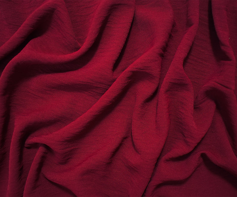 Deep Red Polyester Air Flow CEY Crepe Solid Woven Fabric
