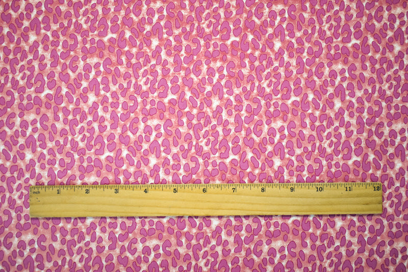 Pink-Purple-Multi Cotton Leopard Printed Flannel Woven Fabric