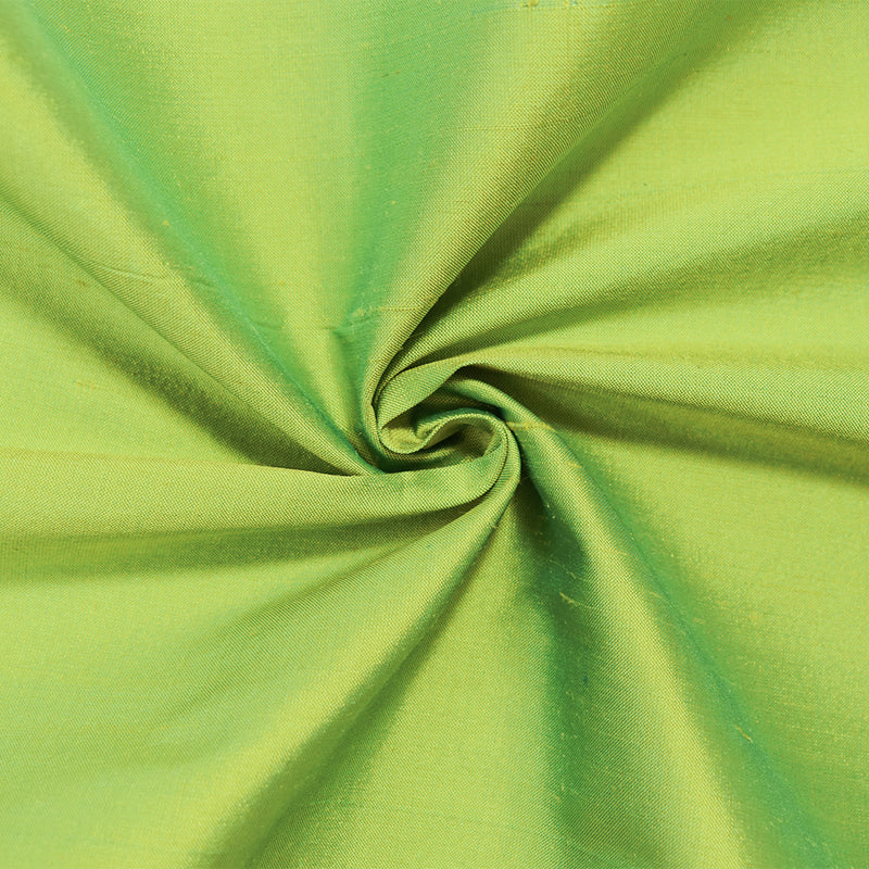Turquoise-Lime Iridescent Silk Dupioni Woven Fabric