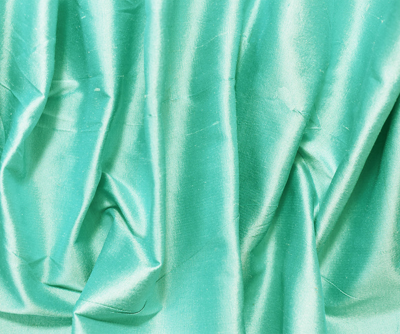 Aqua Turquoise Iridescent Silk Dupioni Woven Fabric