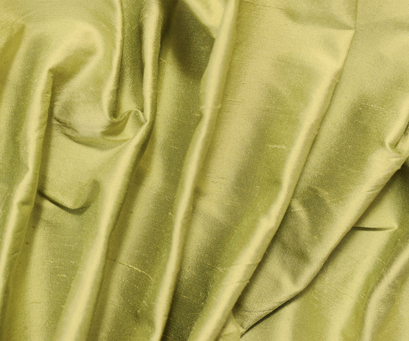 Olive Green Silk Dupioni Woven Fabric
