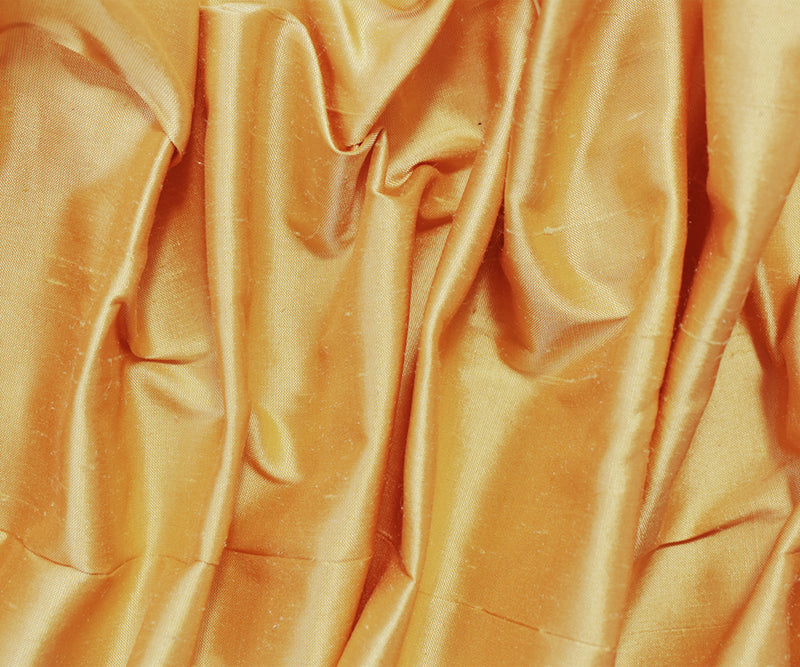 Orange-Yellow-Iridescent Silk Dupioni Woven Fabric