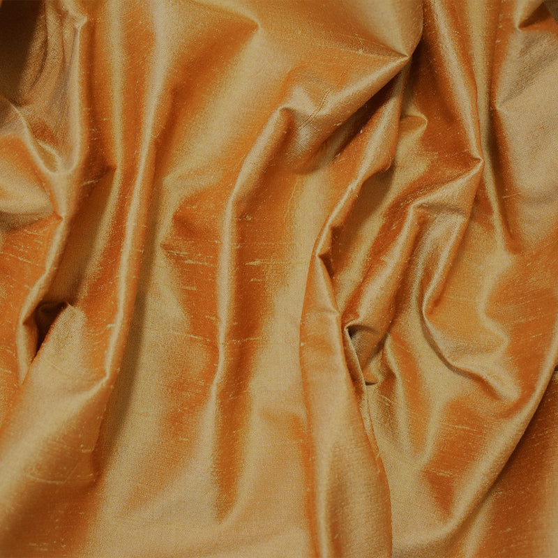 Orange-Yellow Silk Iridescent Dupioni Woven Fabric