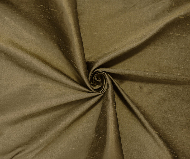 Taupe Brown-Black Beige Silk Iridescent Dupioni Woven Fabric