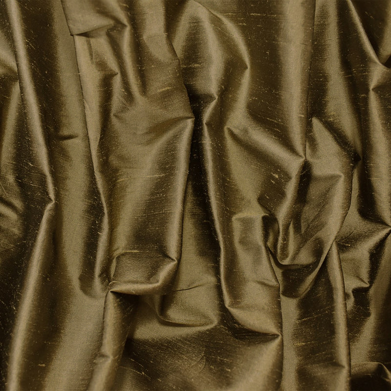 Taupe Brown-Black Beige Silk Iridescent Dupioni Woven Fabric