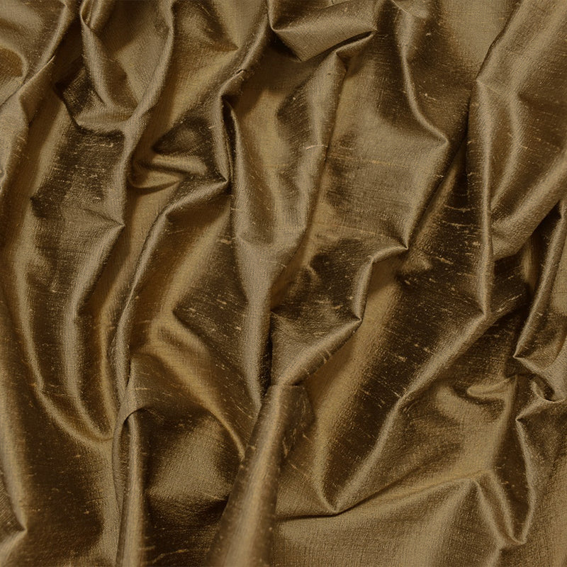 Cream Brown-Black Silk Iridescent Dupioni Woven Fabric