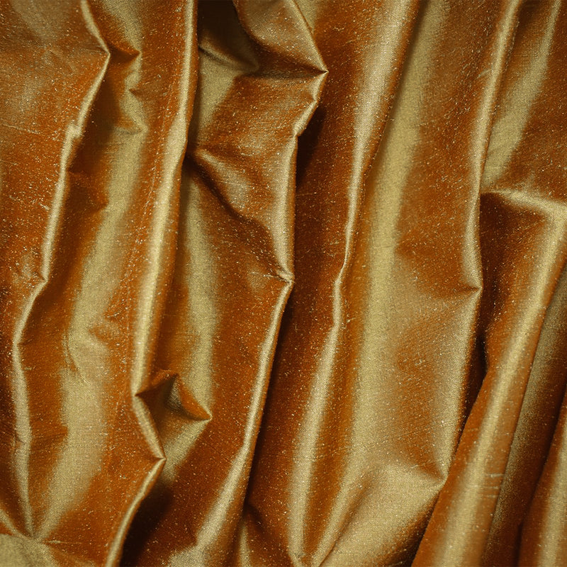 Copper Brown-Beige Silk Iridescent Dupioni Woven Fabric