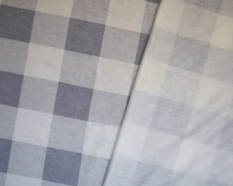 Gray-White Rayon Modal Gingham Printed Stretch Spandex Jersey Knit Fabric