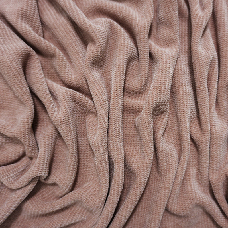 Pink Poly Solid Chenille Jersey Knit Fabric