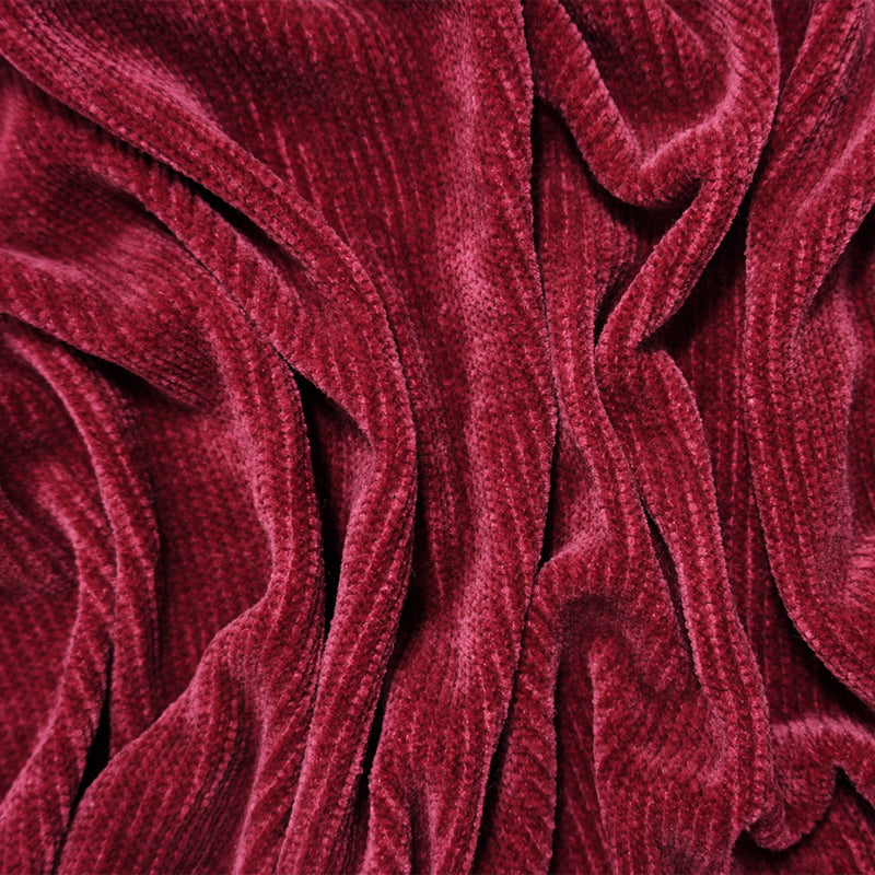 Red Poly Solid Chenille Solid Jersey Sweater Knit Fabric