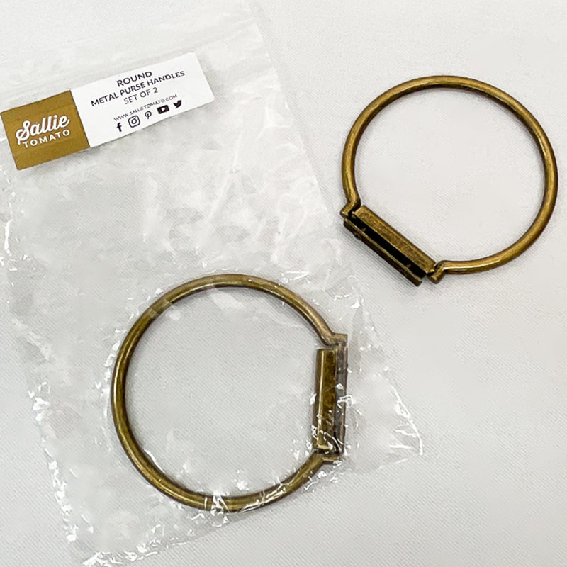 Sallie Tomato Round Metal Purse Handles set of 2