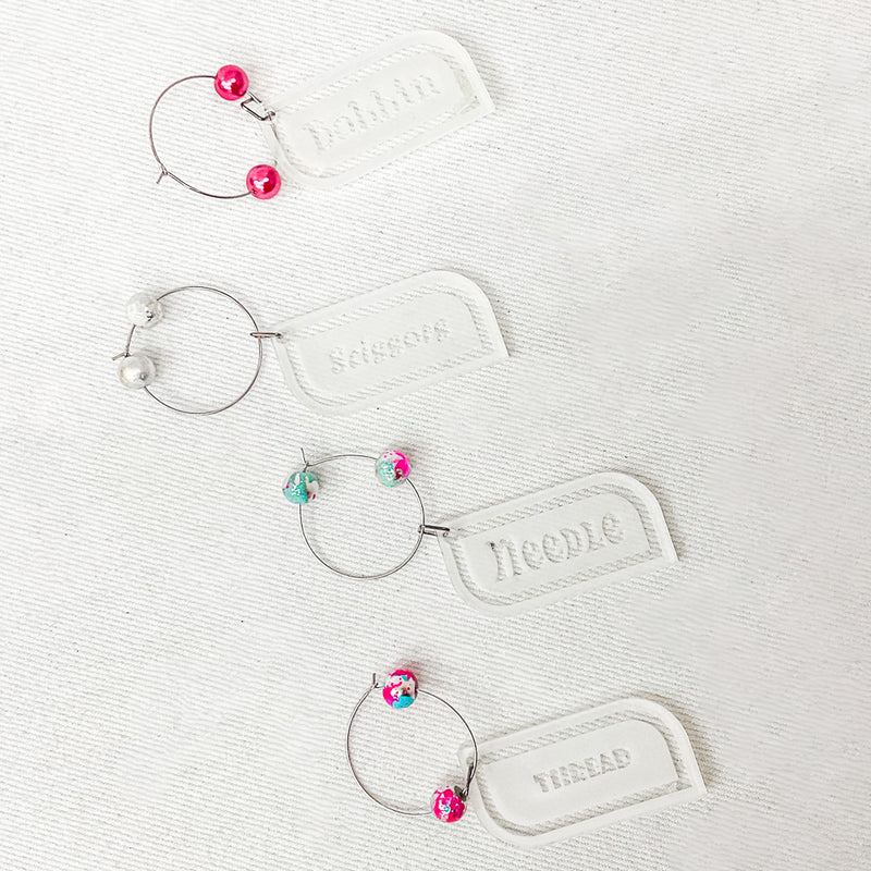 Wineglass Charms Set Of Four with Different Sayings Fabric Fanatics Bead color 1