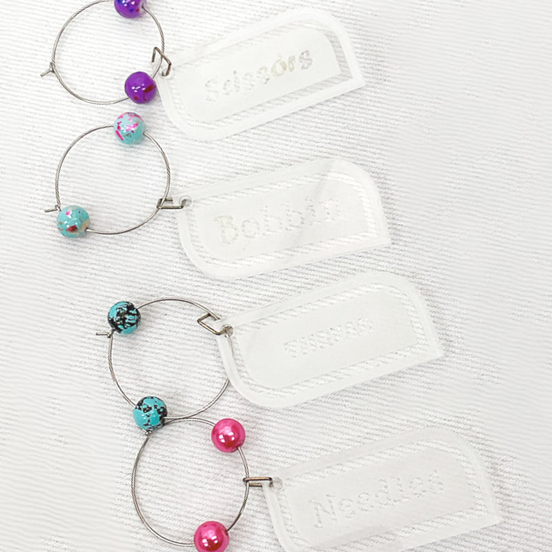 Wineglass Charms Set Of Four with Different Sayings Fabric Fanatics Bead color 2