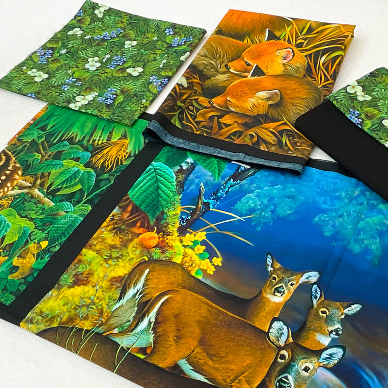 Boundless North American Wildlife Forestry Quilt Kit by Elise Lea - includes pattern