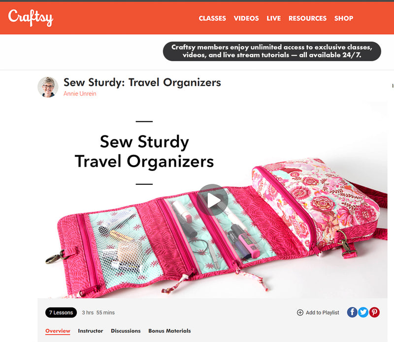 Hanging Cosmetics Bundle - for Craftsy Class Sew Sturdy Travel Organizers