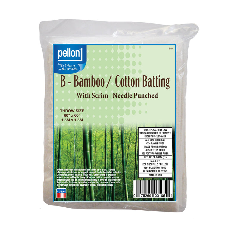 Pellon® Bamboo/Cotton Batting Scrim 60" x 60" Throw Size Package