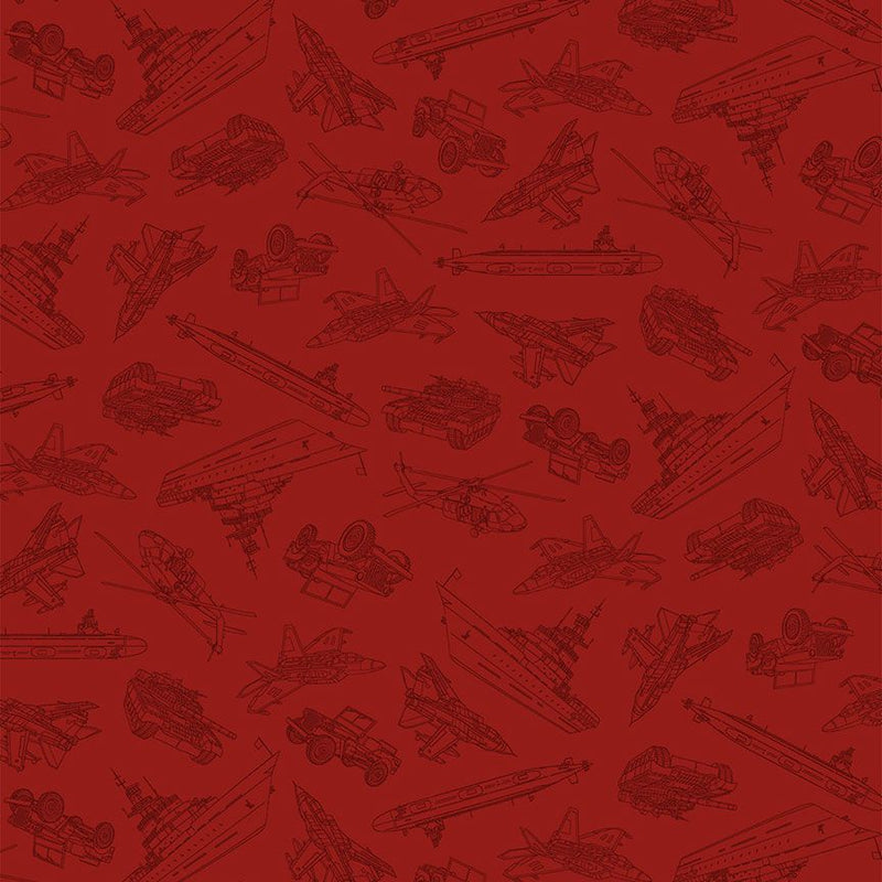 Crimson Military Convoy Path to Freedom Cotton 44"/45" Fabric Per Yard