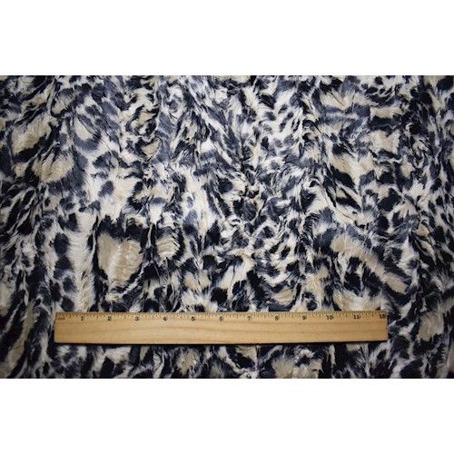 2 1/2 YD PC-Ivory/Deep Gray Cheetah Pressed Faux Fur Knit Fabric