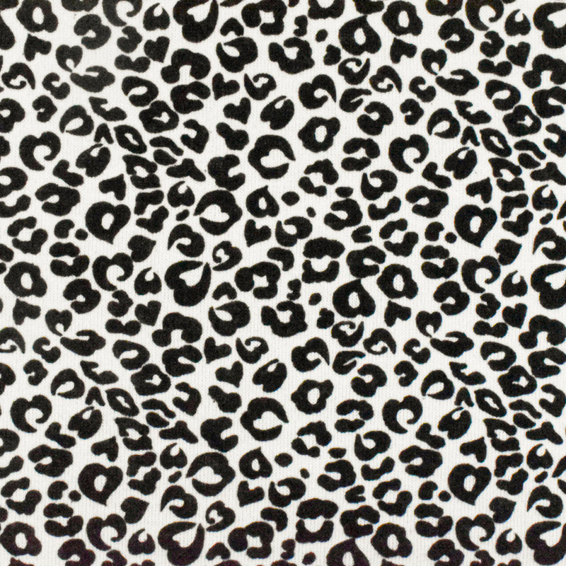 Rare White-Black Velvet Leopard Velvet Flocked Printed Jersey Knit Fabric