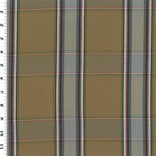 Brown/Blue Cotton Twill Plaid Home Decorating Fabric