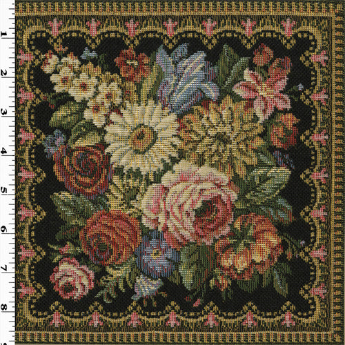 Black/Multi Rose Floral Tapestry Home Decorating Fabric