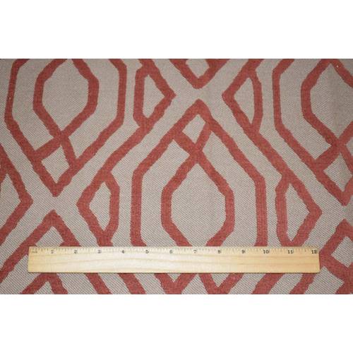 2 1/2 YD PC-Antique Orange/Taupe Abstract Chenille Jacquard Decor Fabric