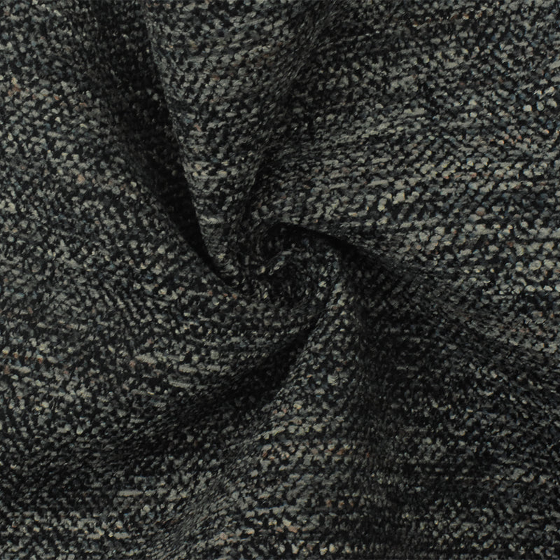Black-Gray-Multi Texture Poly Chenille Woven Home Decorating Fabric